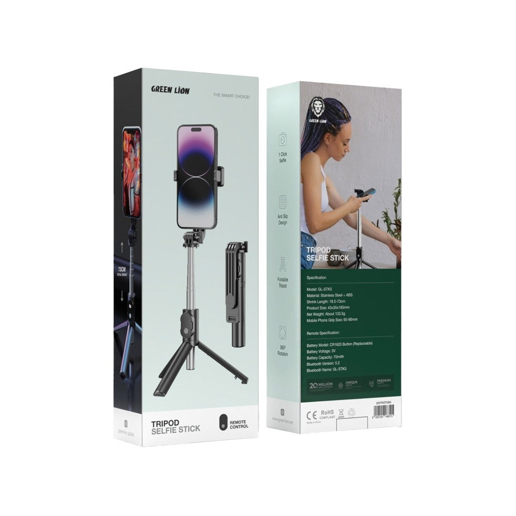 {GNTRISTKBK} Green Lion Tripod Selfie Stick - Black