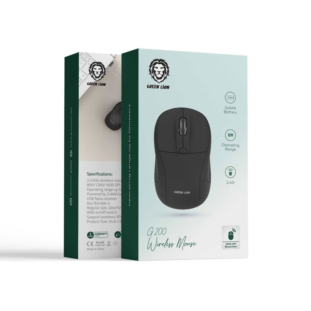 {GNM200BK} Green Lion G200 Wireless Mouse - Black