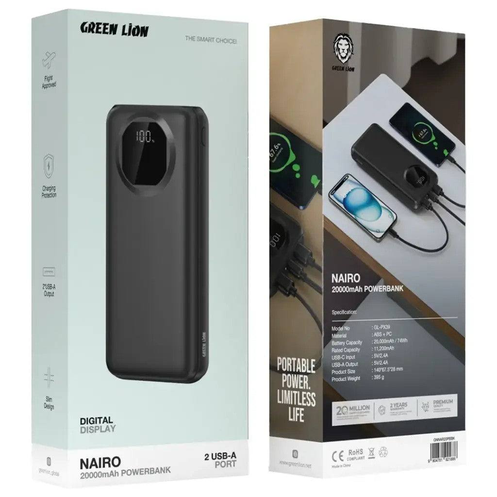 {GNNAR20PBBK} Green Lion Nairo 20000mAh Power Bank - Black