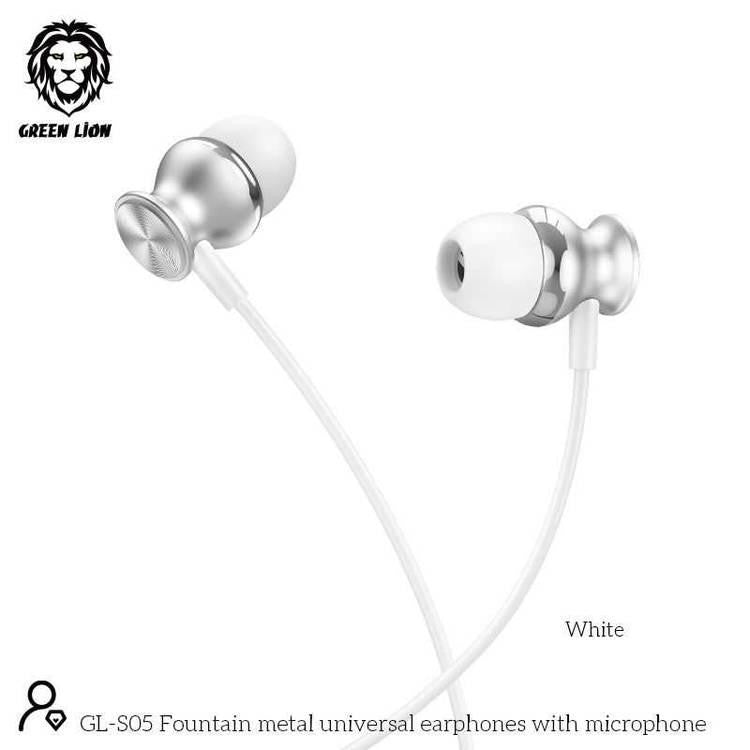 {GNMTLEARWH} Green Lion Metal Earphones 3.5MM - White