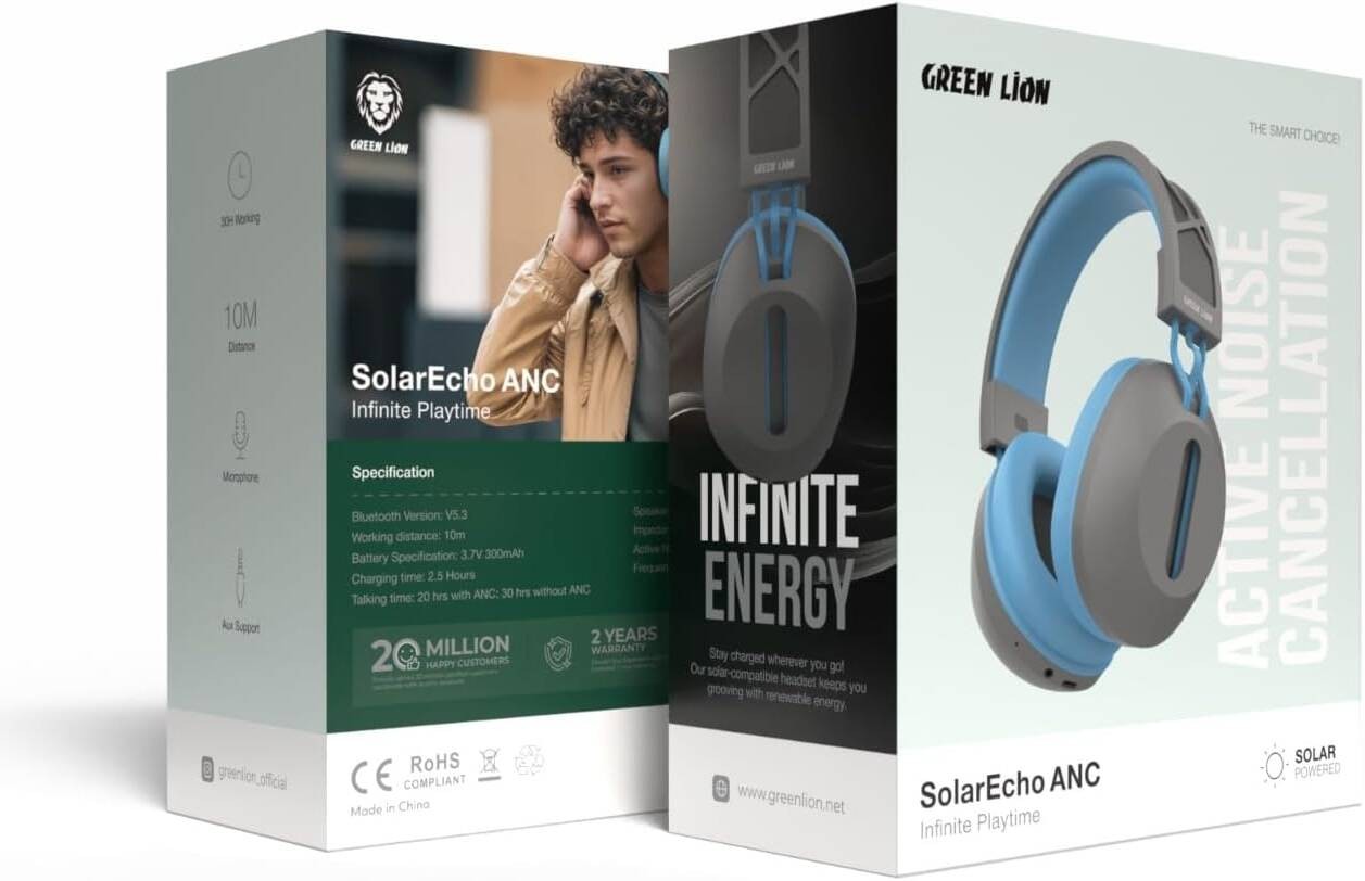 {GNSLREANCGYBL} Green Lion SolarEcho ANC - Grey+Blue