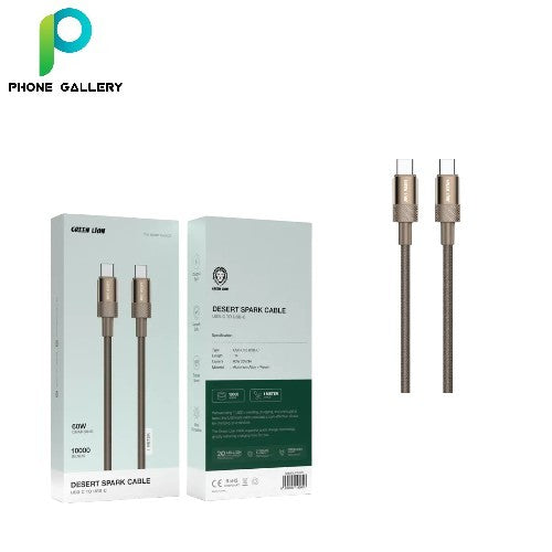 {GNDESUC2UCTI} Green Lion Desert Spark Cable USB-C to USB-C 1M 60W- Desert Titanium