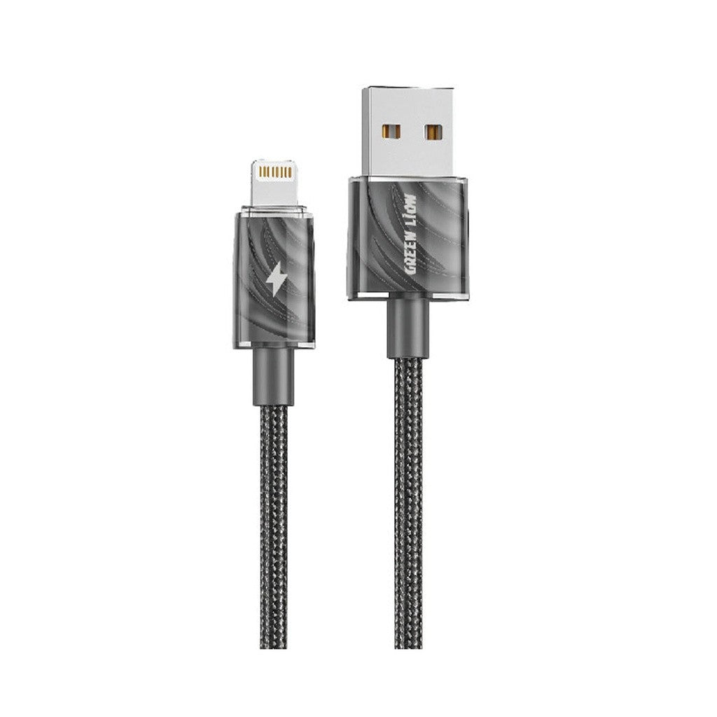 {GNBRUSALGBK}Green Lion USB - A to Lightning Braided Cable 12W - 1M - Black