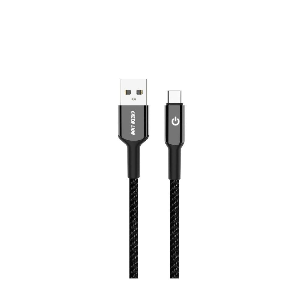 {GNBRUA2UCBK} Green Lion USB-A to USB-C Braided Cable 18W 1M - Black