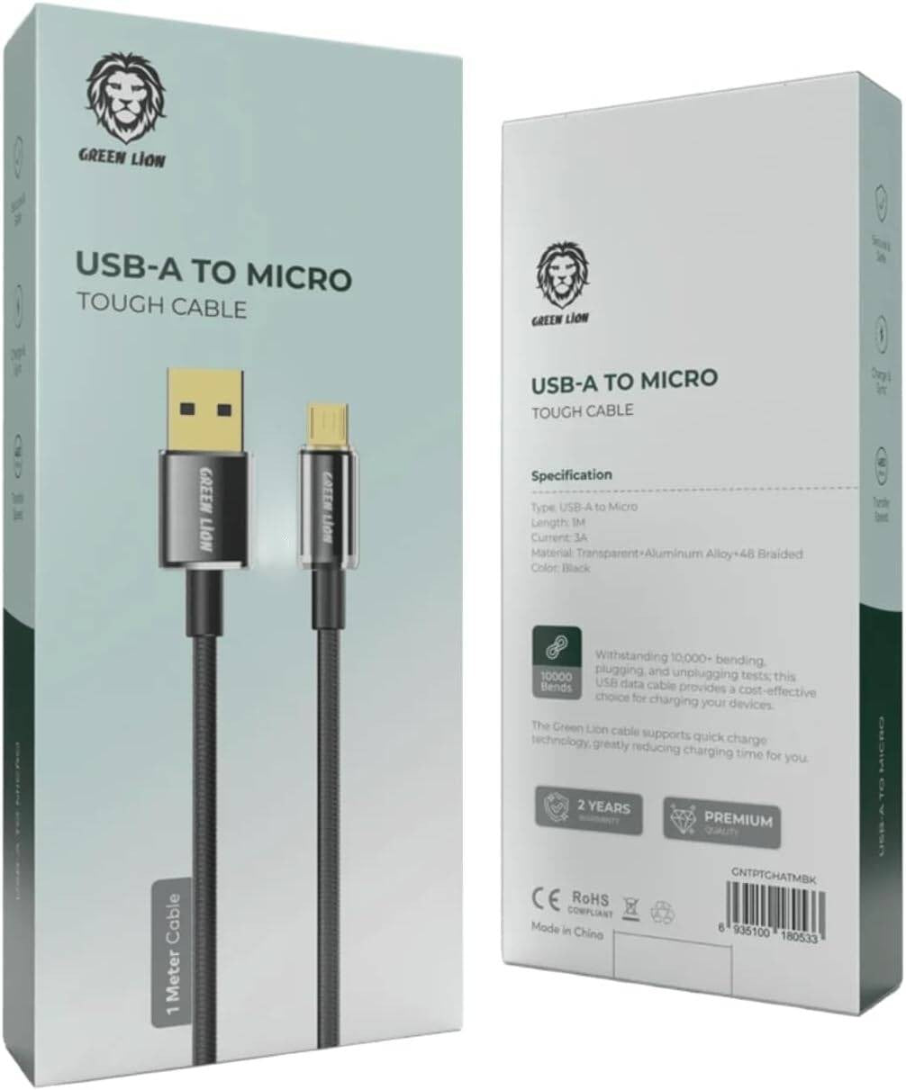 {GNTPTGHATMBK} Green Lion USB-A to Micro USB Touch Cable 1M 3A - Black