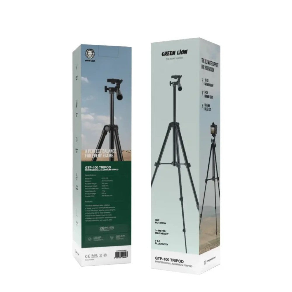 {GNTP100TRIBK} Green Lion GTP-100 Tripod-Professional Aluminum - Black