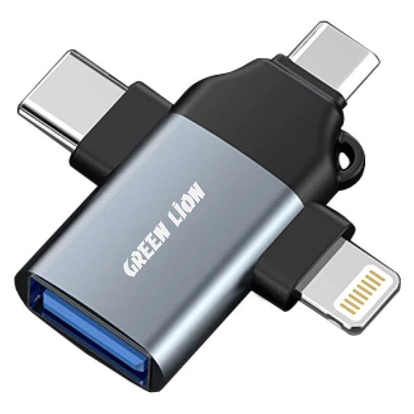 {GN3IN1OTGGY} Green 3 in 1 OTG ( Lightning / Micro / Type-C ) - Gray