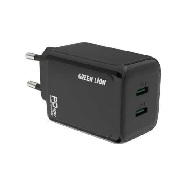 {GNPD40WEDWCBK} Green Lion 40W Dual PD Wall Charger EU - Black