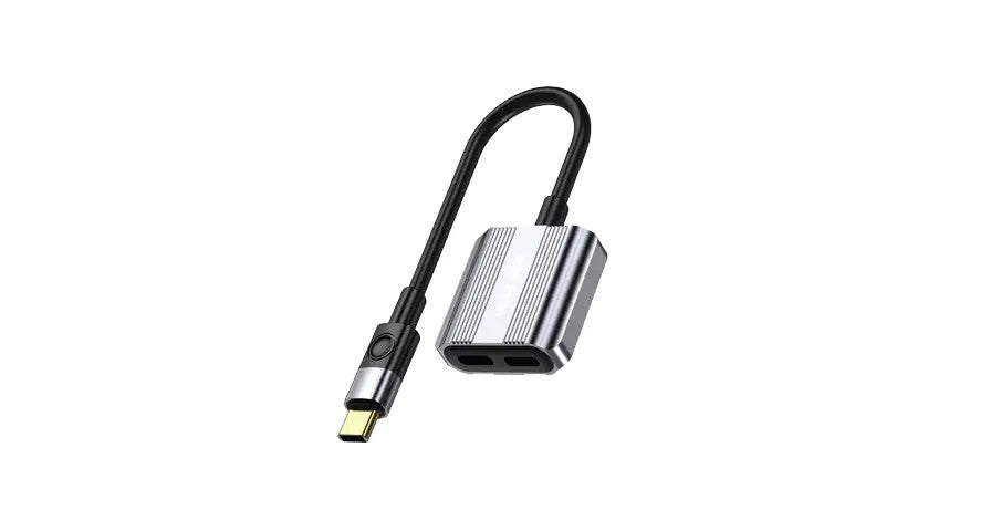 {GN2IN1SPADGY} Green Lion 2 In 1 Splitter Adapter Type-C to Dual Type-C - Gray