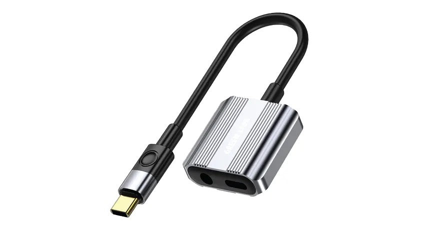 {GN2IN1CAUXGY} Green Lion 2 In 1 Splitter Adapter Type-C to AUX &amp; Type-C- Gray