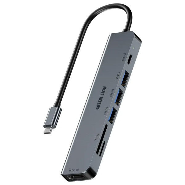 {GN7N1CHUBGY} Green Lion 7 in 1 USB- C HUB - Gray
