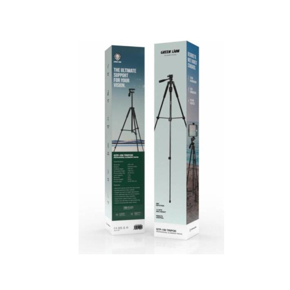 {GNTP150TRIBK} Green Lion GTP-150 Tripod-Professional Aluminum - Black