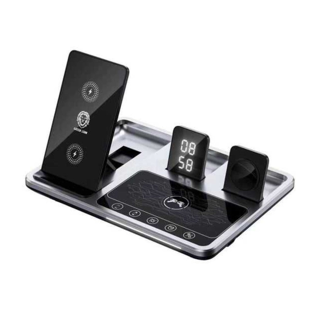 {GN4IN1WCSGY} Green Lion 4 in 1 Wireless Charging Station 15W - Gray