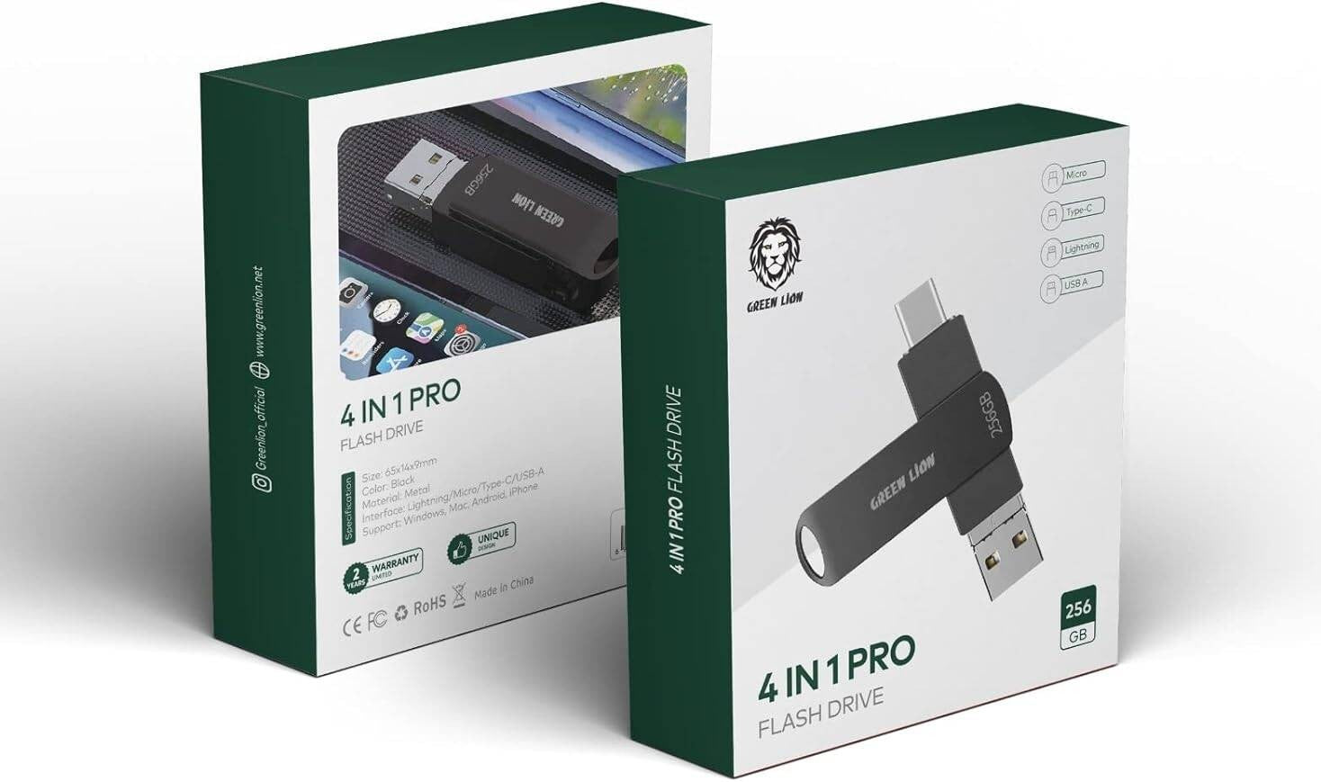 {GN4N1TCCARRGY} Green Lion 4 in1 TF Card Reader - Micro SD Cards - Gray