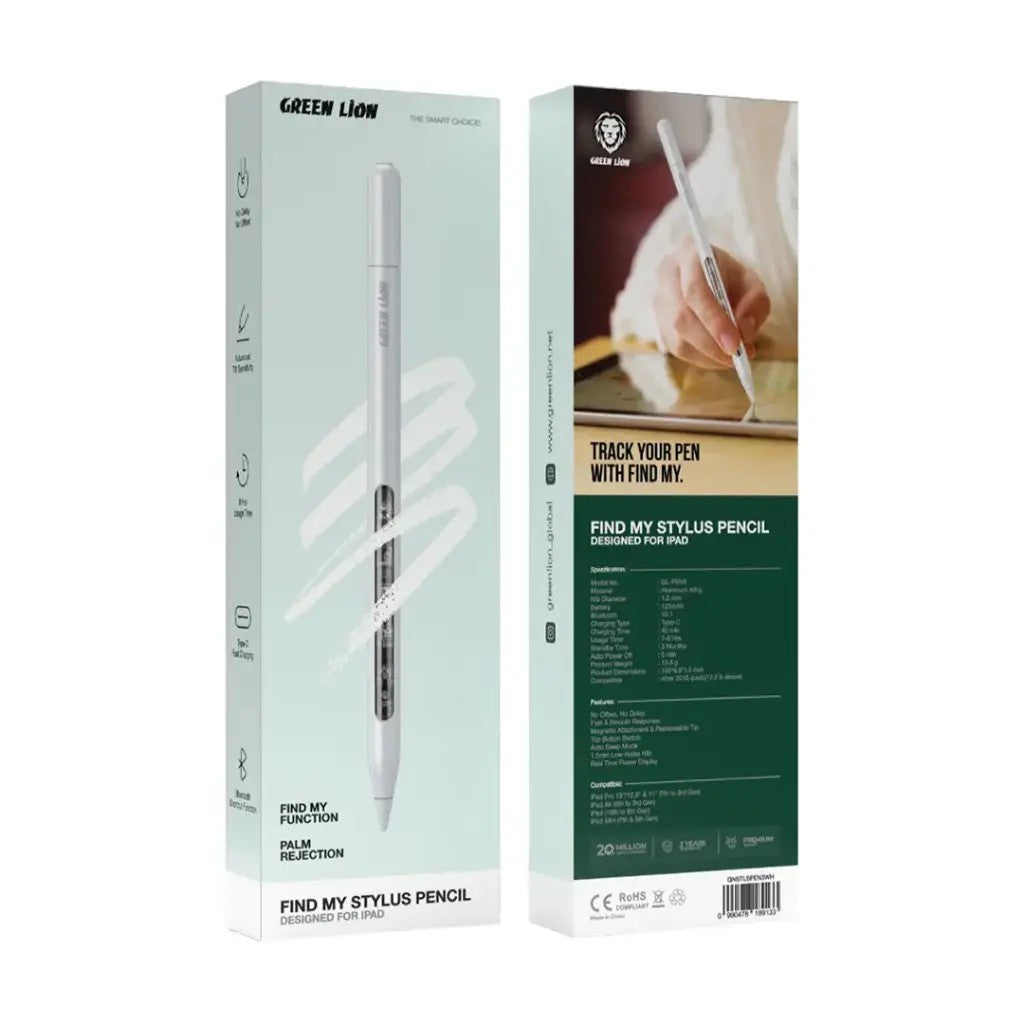 {GNSTLSPEN3WH} Green Lion Find My Stylus Pencil - White