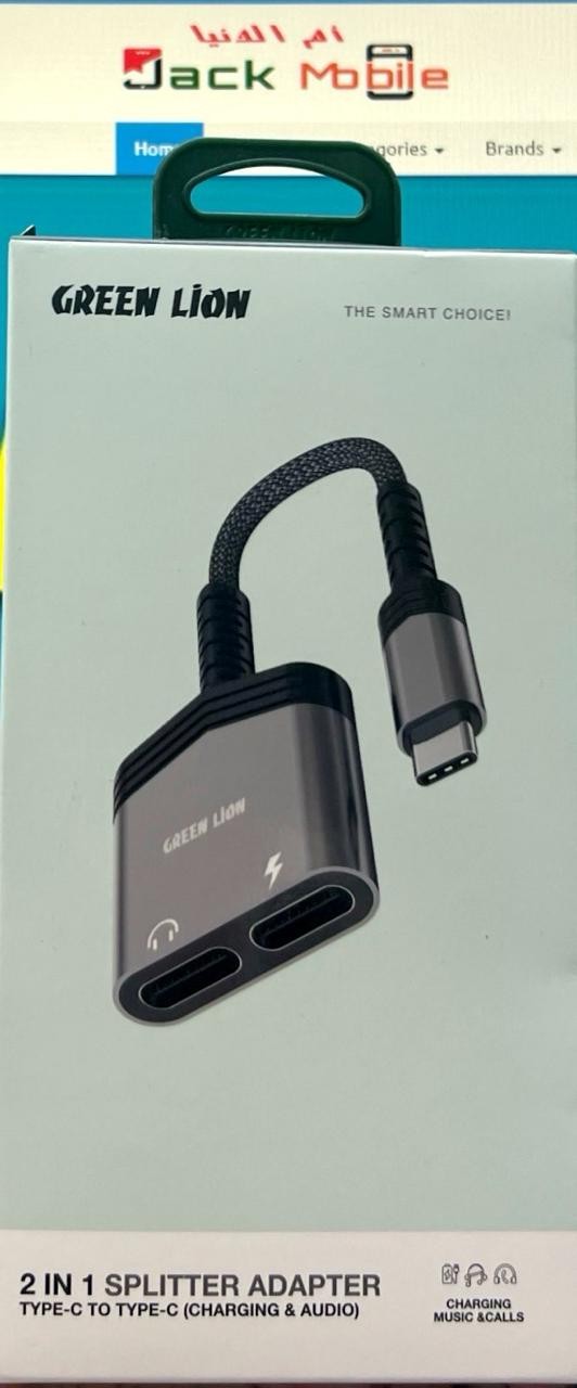 {GN2IN1SPADGY} Green Lion 2 In 1 Splitter Adapter Type-C to Dual Type-C - Gray