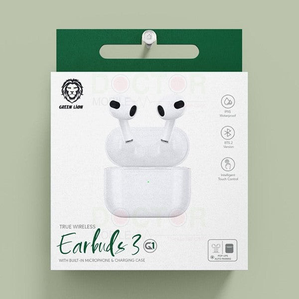 {GNVGVWIRBUDWH} Green Lion Vancouver Wireless&nbsp;Earbuds&nbsp;-&nbsp;White