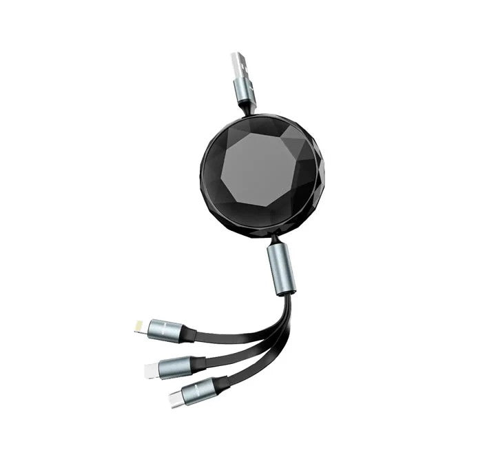 {GN5N1RETCBK} Green Lion 5 in 1 Diamond Retractable&nbsp;Cable&nbsp;-&nbsp;Black