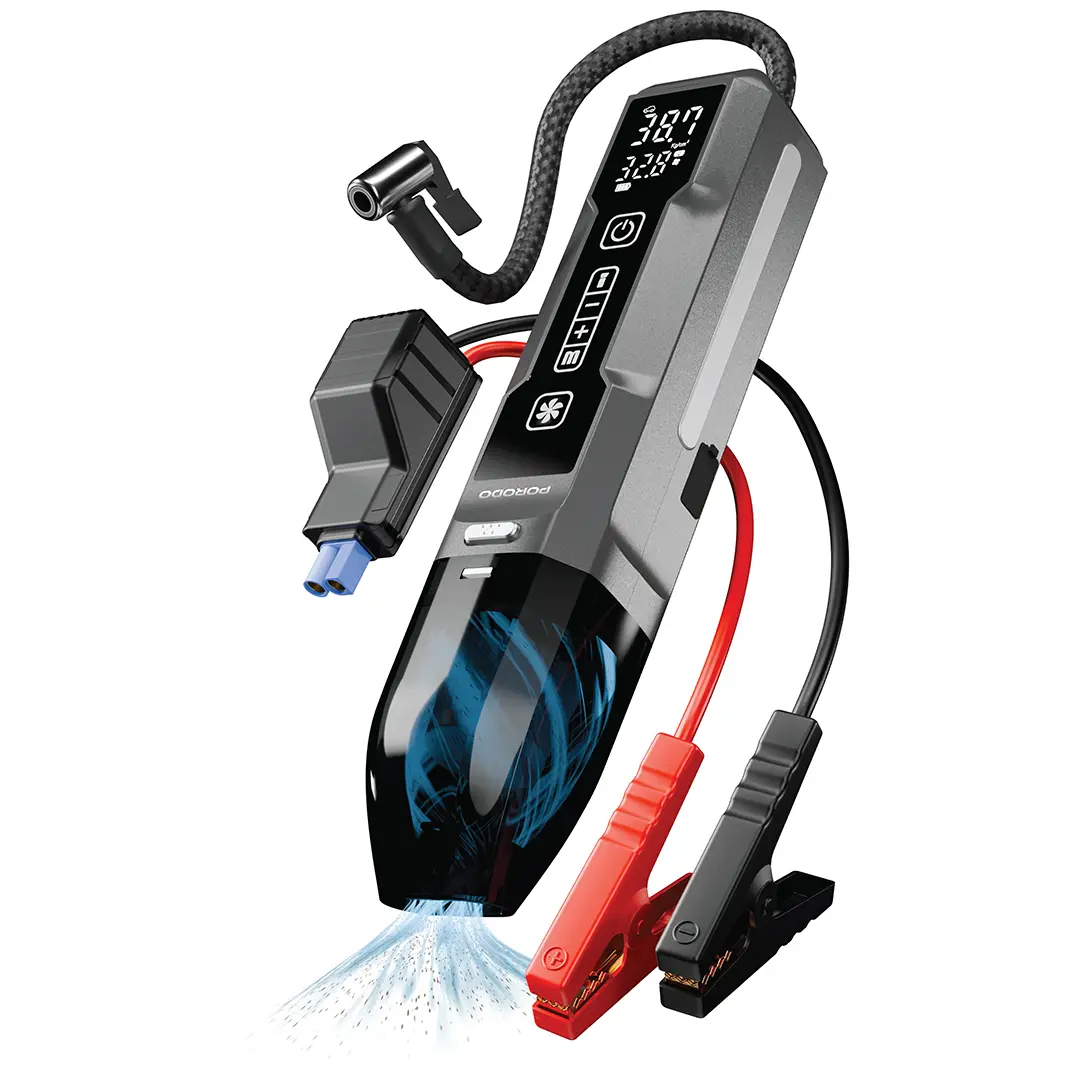 {PDJS41BK} Porodo 4-1 Jumpstarter + Vaccum with Tyre Inflator - Black