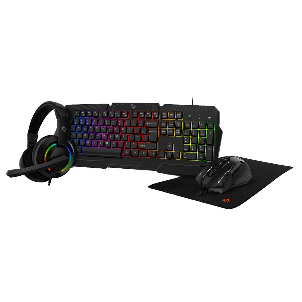 {PDX221} Porodo Gaming 4in1 Combo with Keyboard, Head phone, Mouse and Mouse Pad - Black