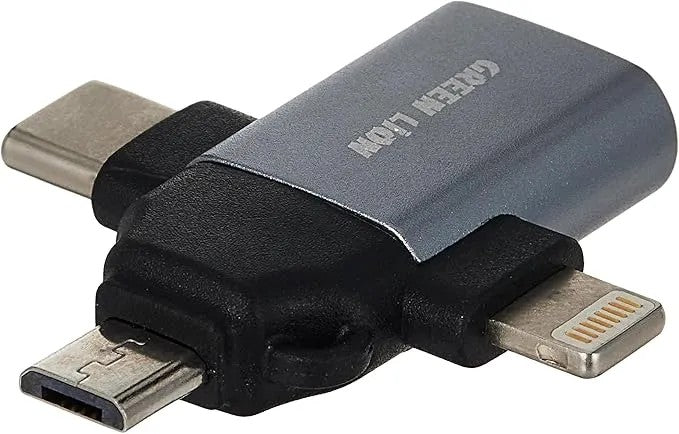 {GN3IN1OTGGY} Green 3 in 1 OTG ( Lightning / Micro / Type-C ) - Gray