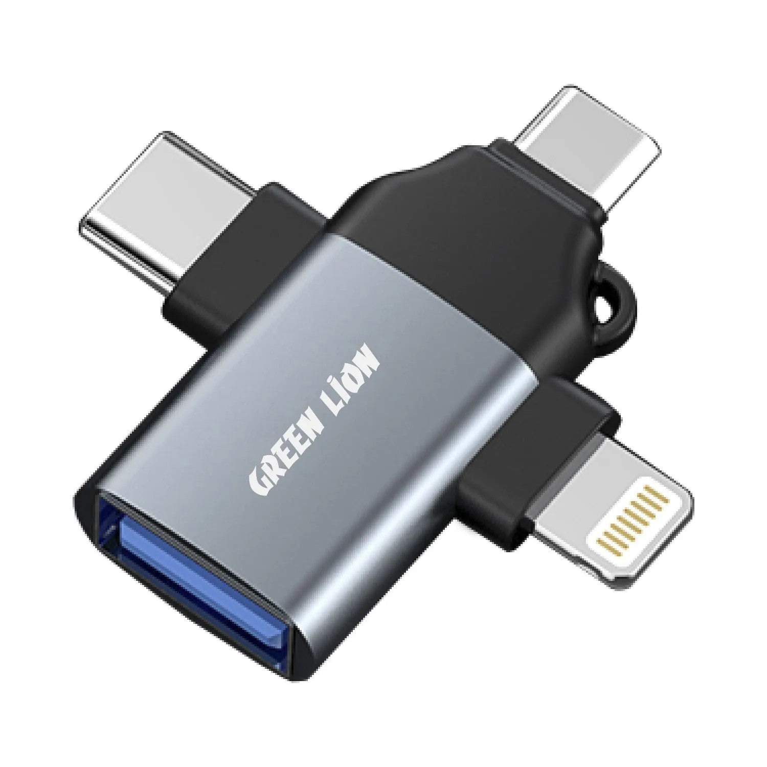 {GN3IN1OTGGY} Green 3 in 1 OTG ( Lightning / Micro / Type-C ) - Gray