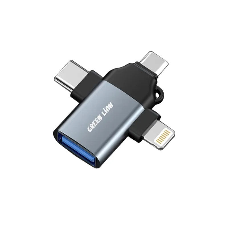{GN3IN1OTGGY} Green 3 in 1 OTG ( Lightning / Micro / Type-C ) - Gray
