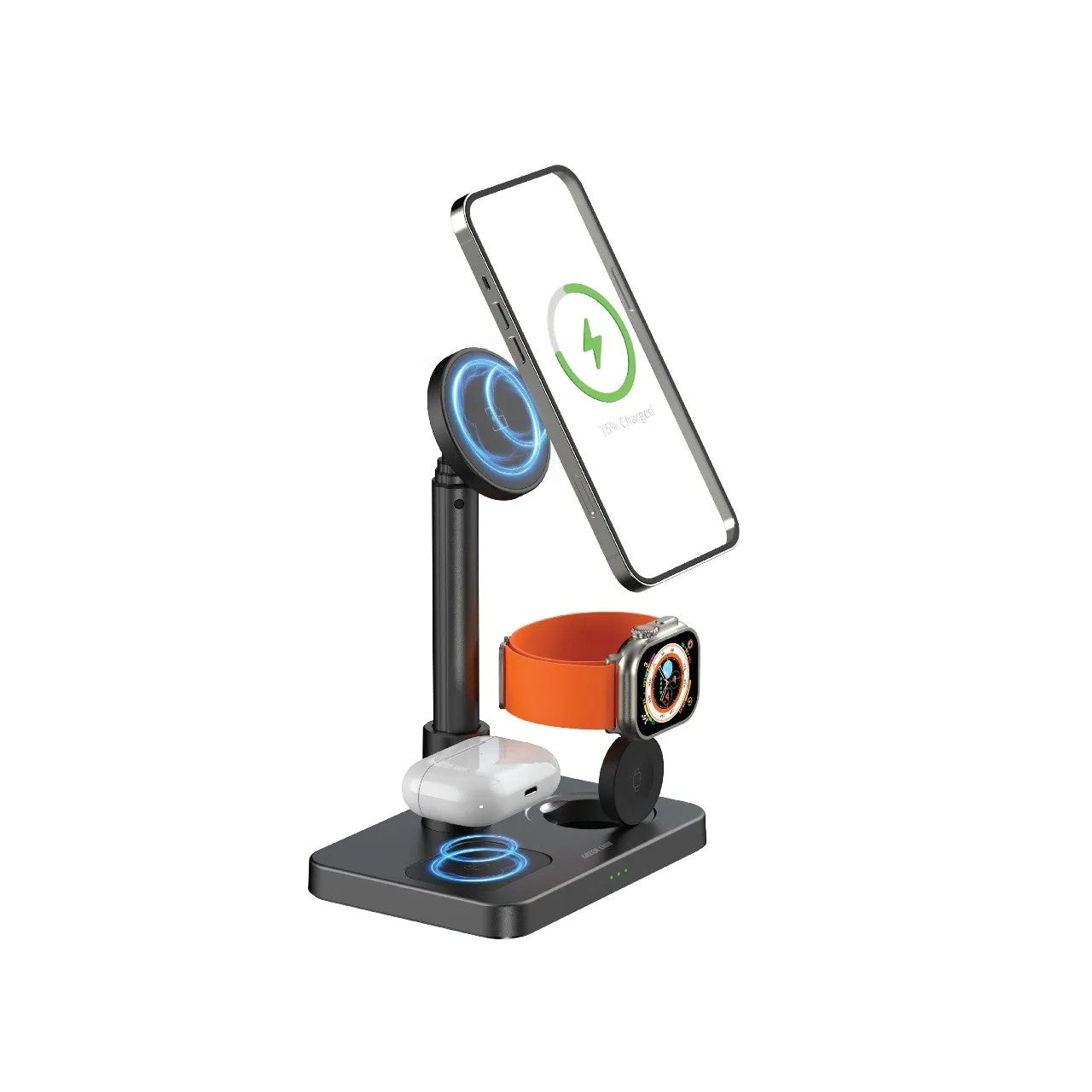 {GN3N1TLWCBK} Green Lion 3 in 1 Telescopic Wireless Charger - Black