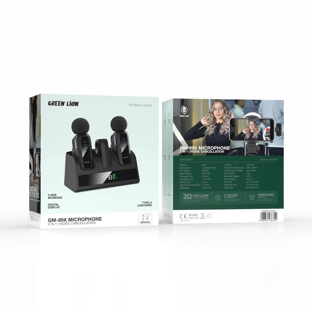 {GN89XMICTCBK} Green Lion GM-89X 2 in 1 Wireless Microphone - Black