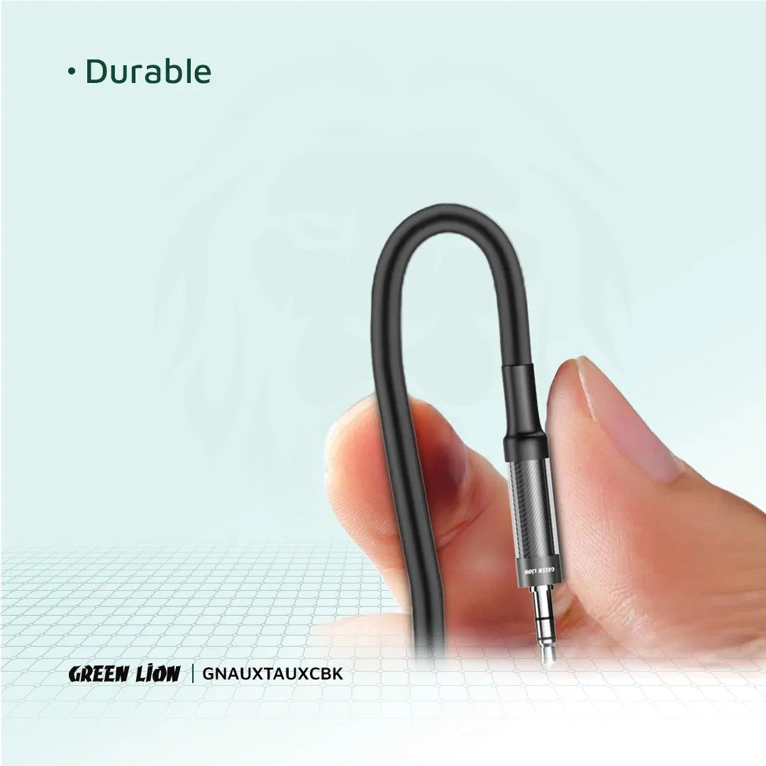 {GNAUXTAUXCBK} Green Lion AUX to AUX Braided Cable 1M - Black