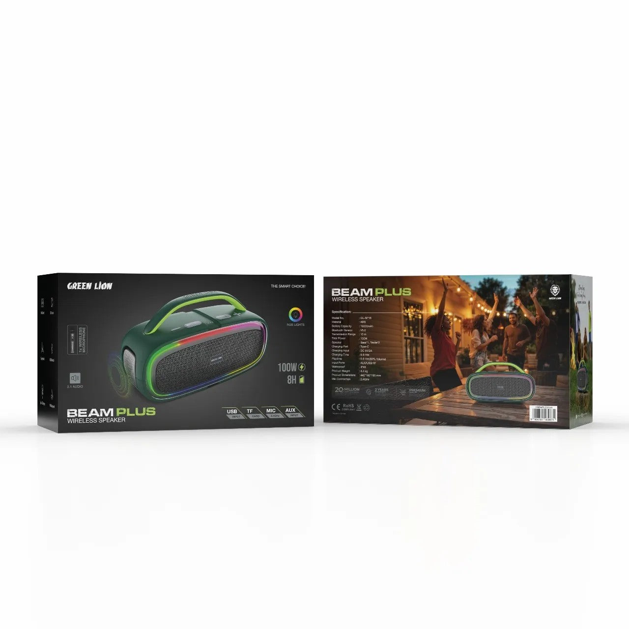 {GNBMPLSSPGN} Green Lion Beam Plus Wireless Speaker - Green