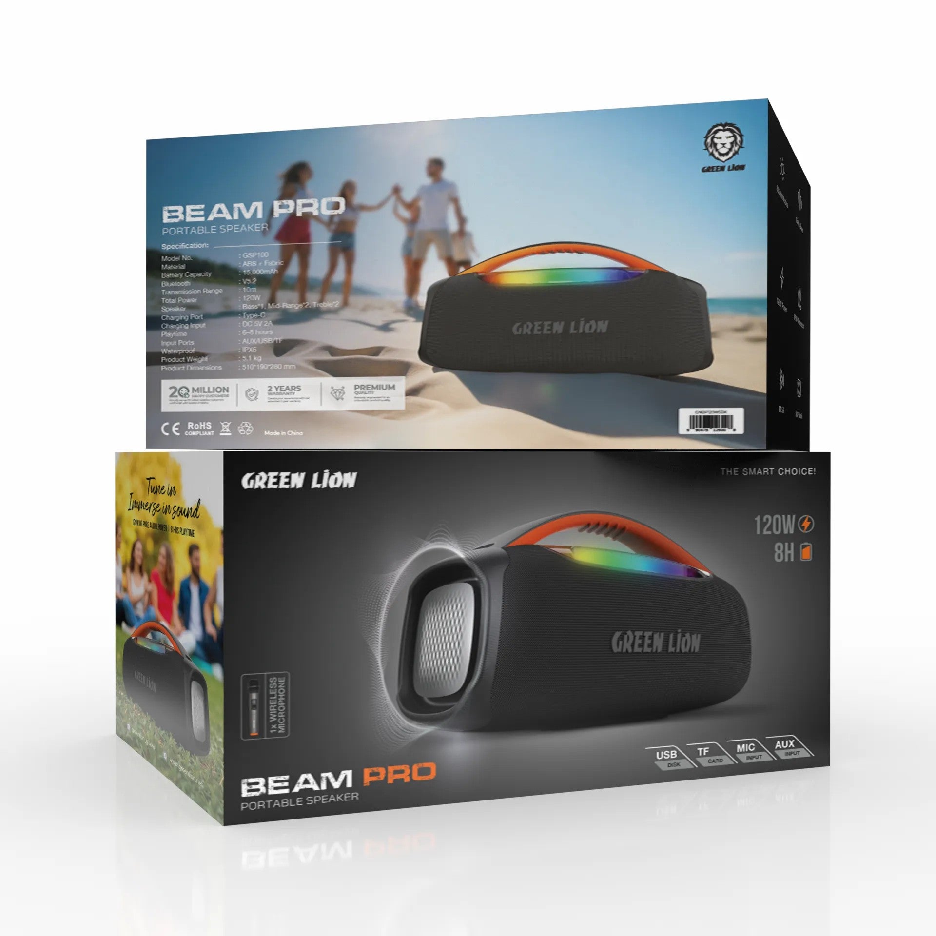 {GNBP120WSBK} Green Lion beam Pro Speaker with Microphone 120W - Black