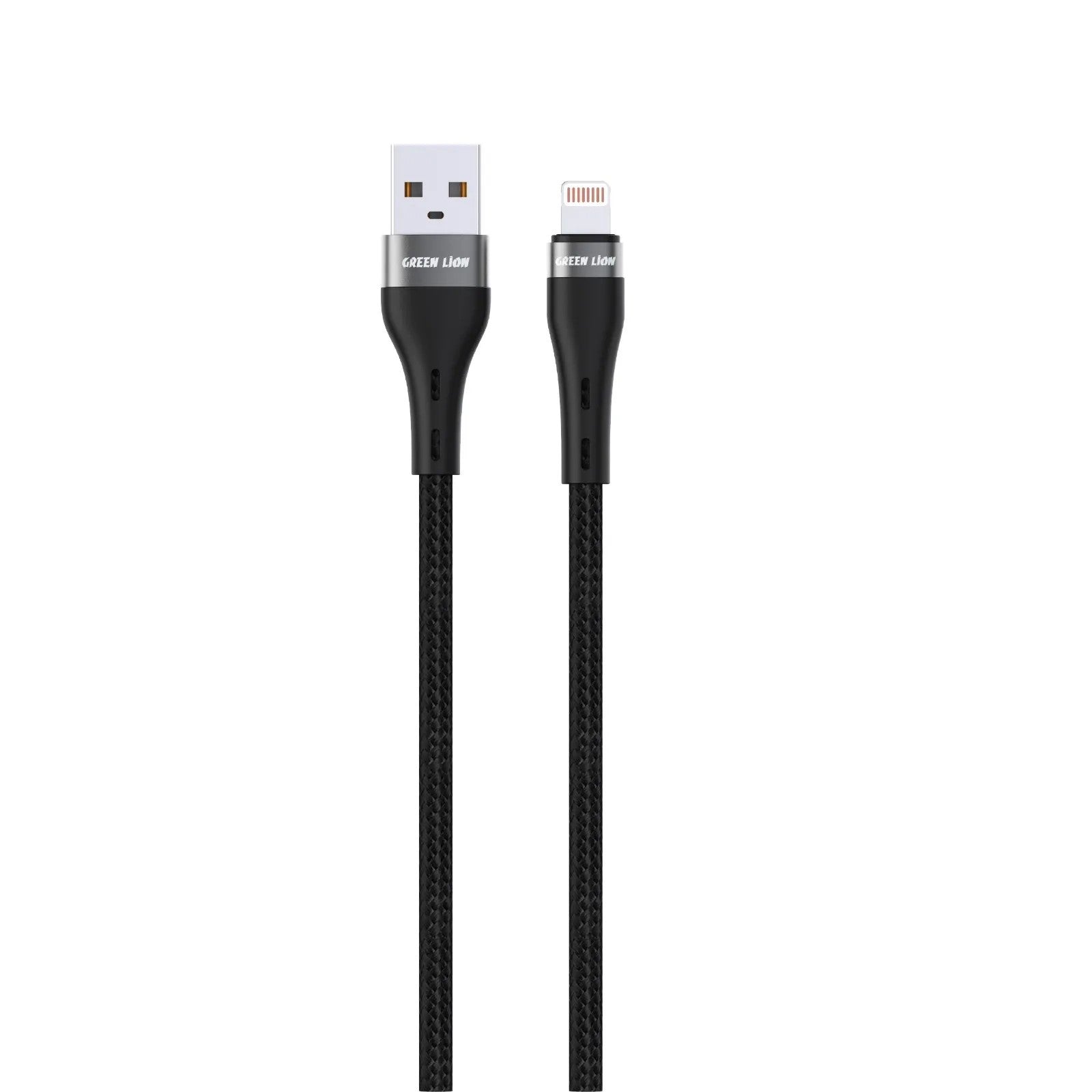 {GNBRUSALGBK}Green Lion USB - A to Lightning Braided Cable 12W - 1M - Black