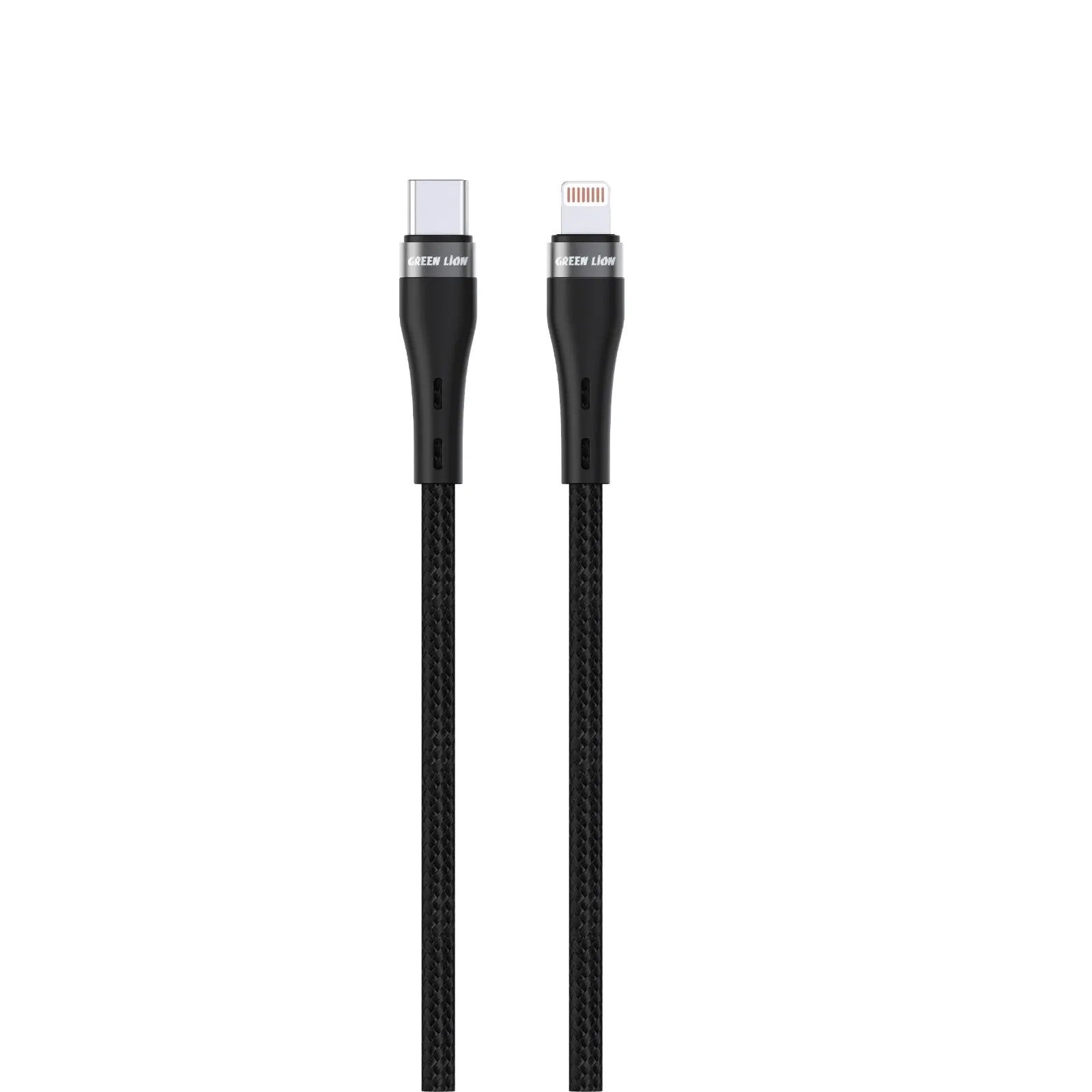 {GNBRUSCLGBK} Green Lion USB - C to Lightning Braided Cable 18W - 1M - Black