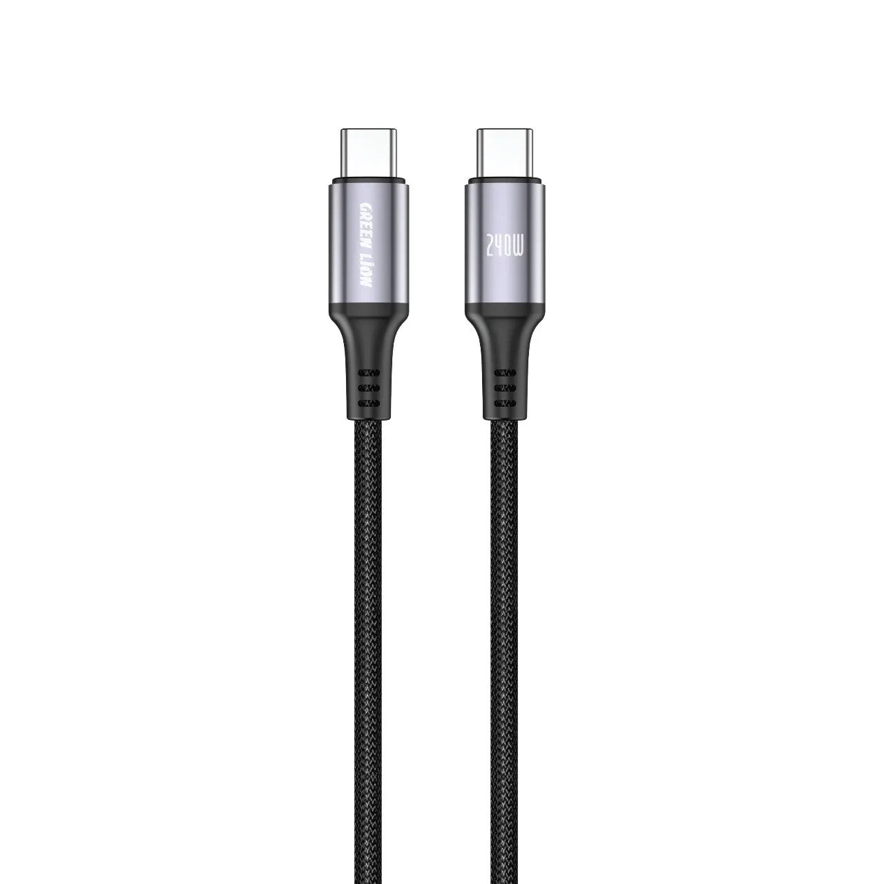 {GNCBL24OW1MBK} Green Lion 240W USB-C to USB-C Ultra-Fast Charging 1m Braided Cable - Black
