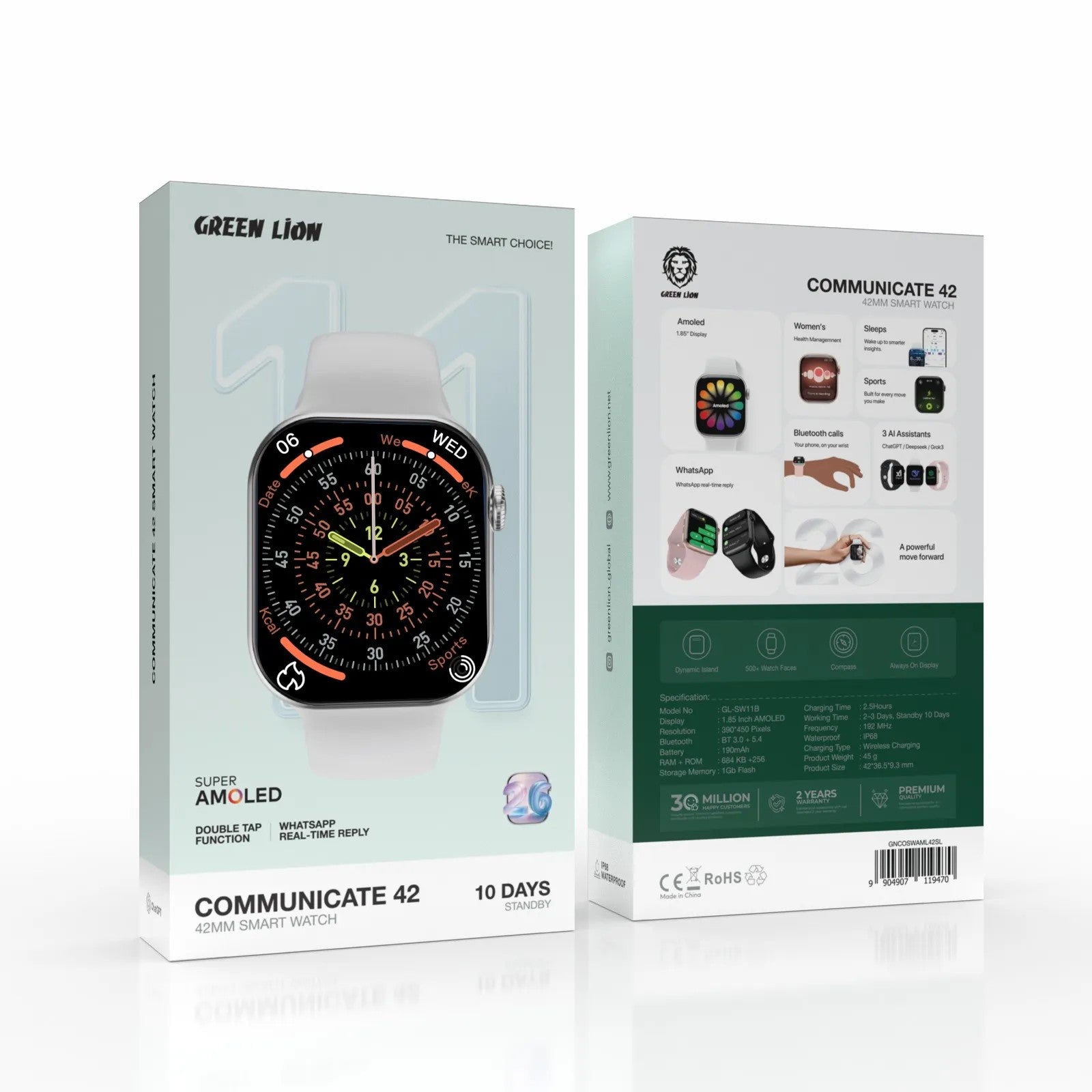 {GNCOSWAML42SL} Green Lion Communicate 42 Smart Watch - 42mm - Silver