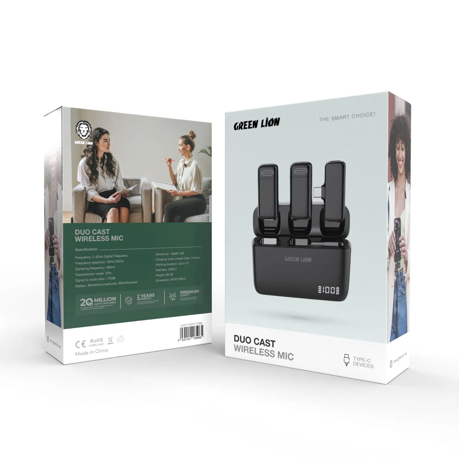 {GNDCTWMICTCBK} Green Lion Duo Cast Wireless Mic Type C - Black