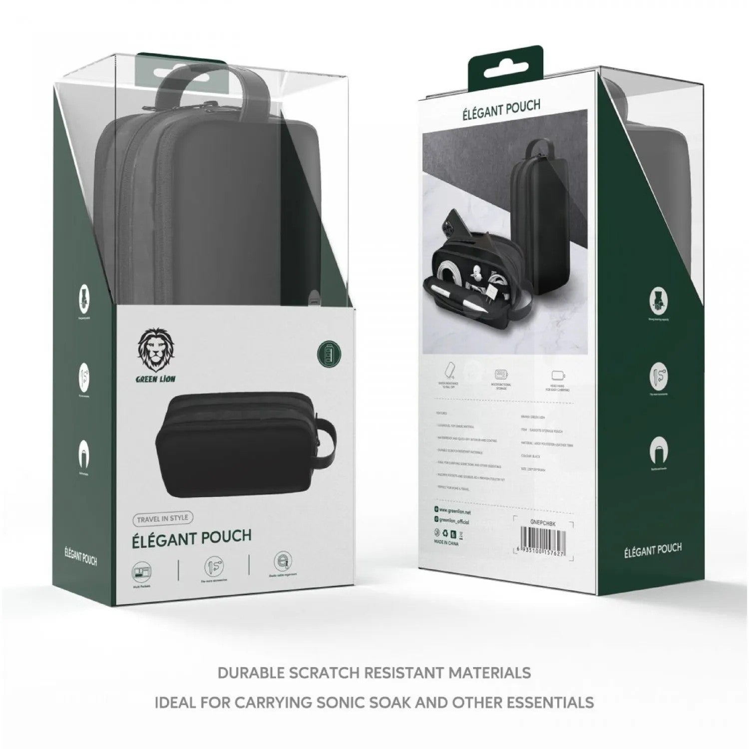 {GNEPCHBK} Green Elegant Pouch - Black