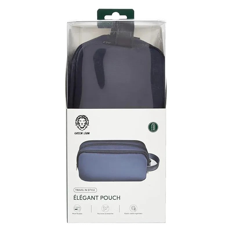{GNEPCHDBL} Green Lion Elegant Pouch - Dark Blue
