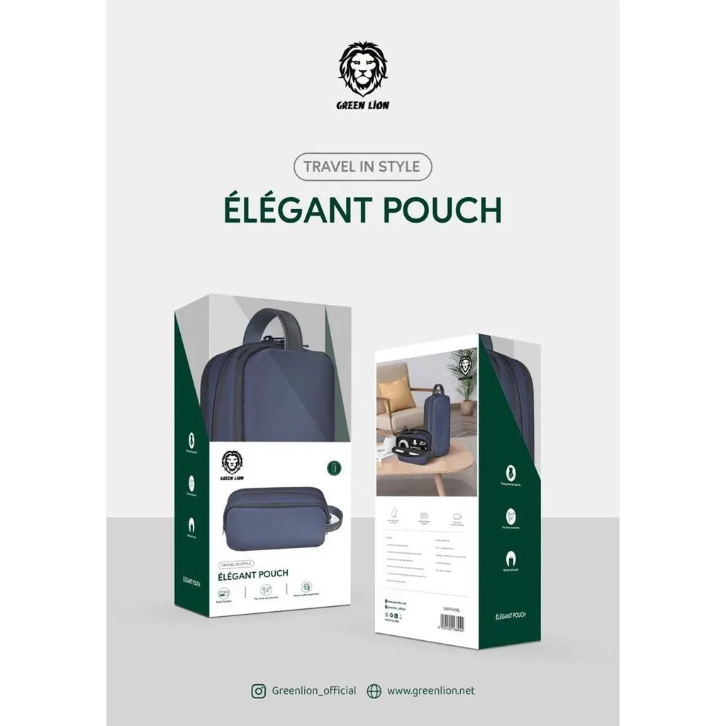 {GNEPCHDBL} Green Lion Elegant Pouch - Dark Blue