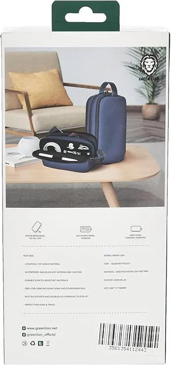 {GNEPCHDBL} Green Lion Elegant Pouch - Dark Blue