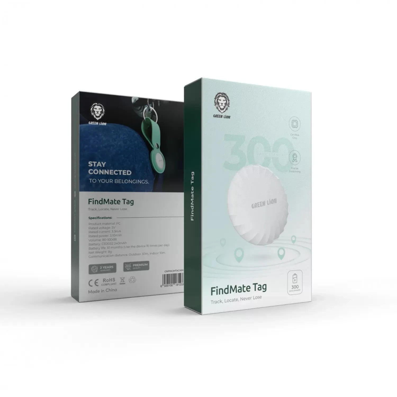 {GNFINGMTAGWH} Green Lion FindMate Tag - White