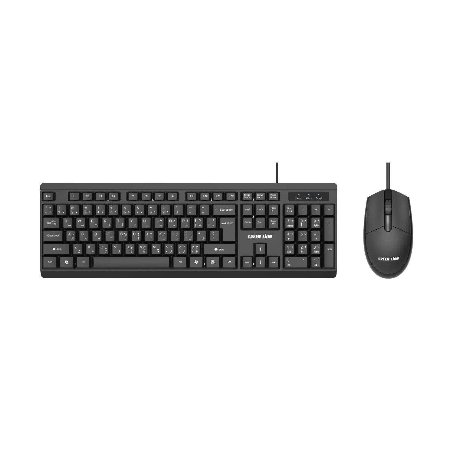 {GNGKM100WKBK} Green Lion GKM-100 Wired Keyboard and mouse - Black