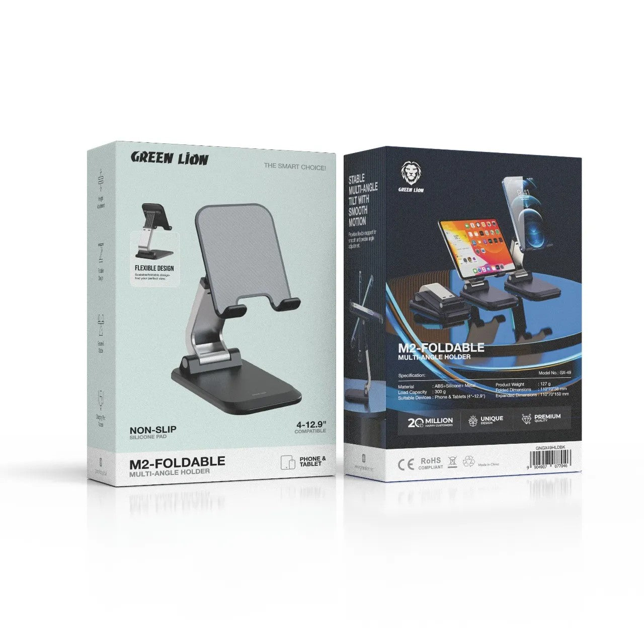 {GNGX49HLDBK} Green Lion M2-Foldable Multi-Angle Phone Holder - Black