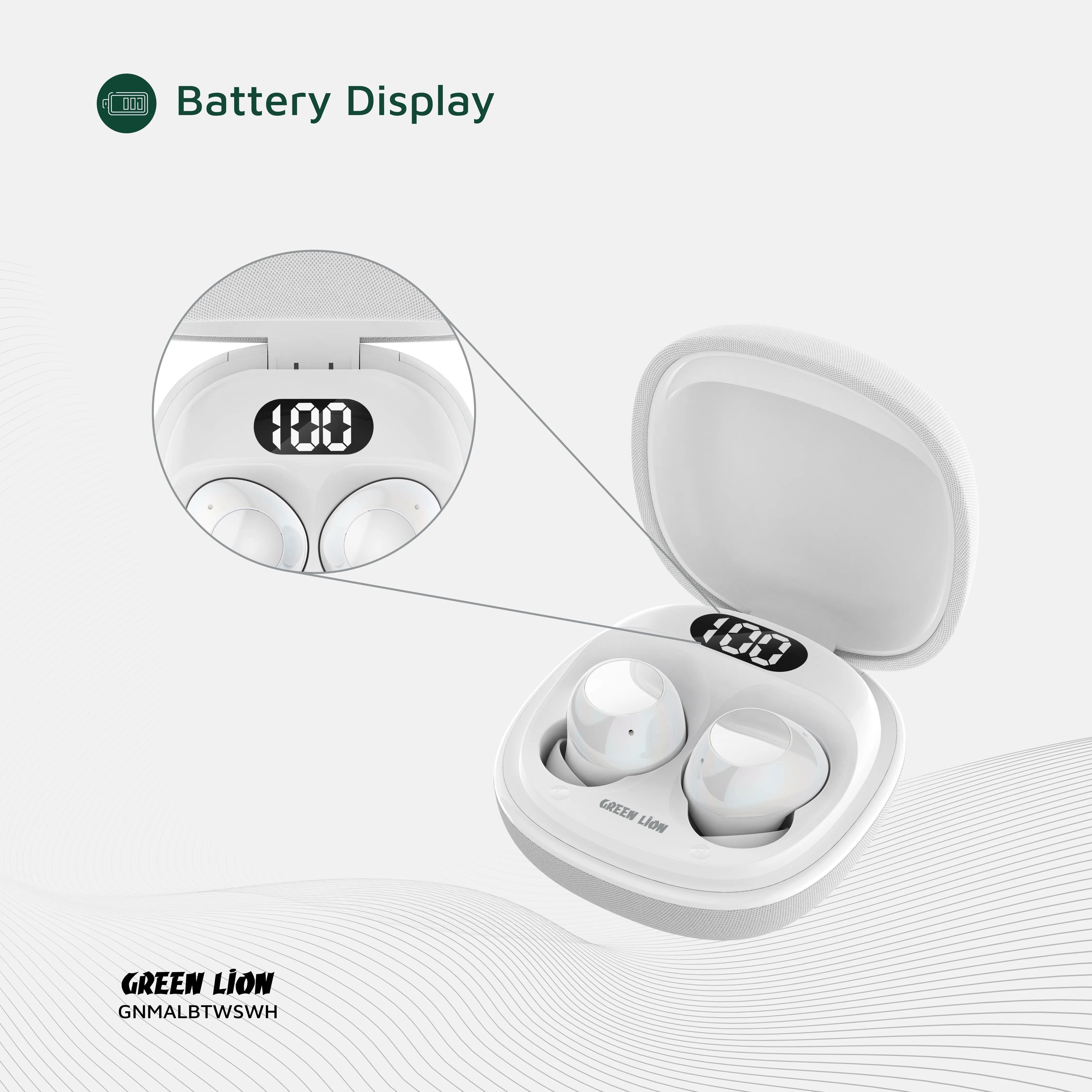 {GNMALBTWSWH} Green Lion Malbun True Wireless Earbuds - White