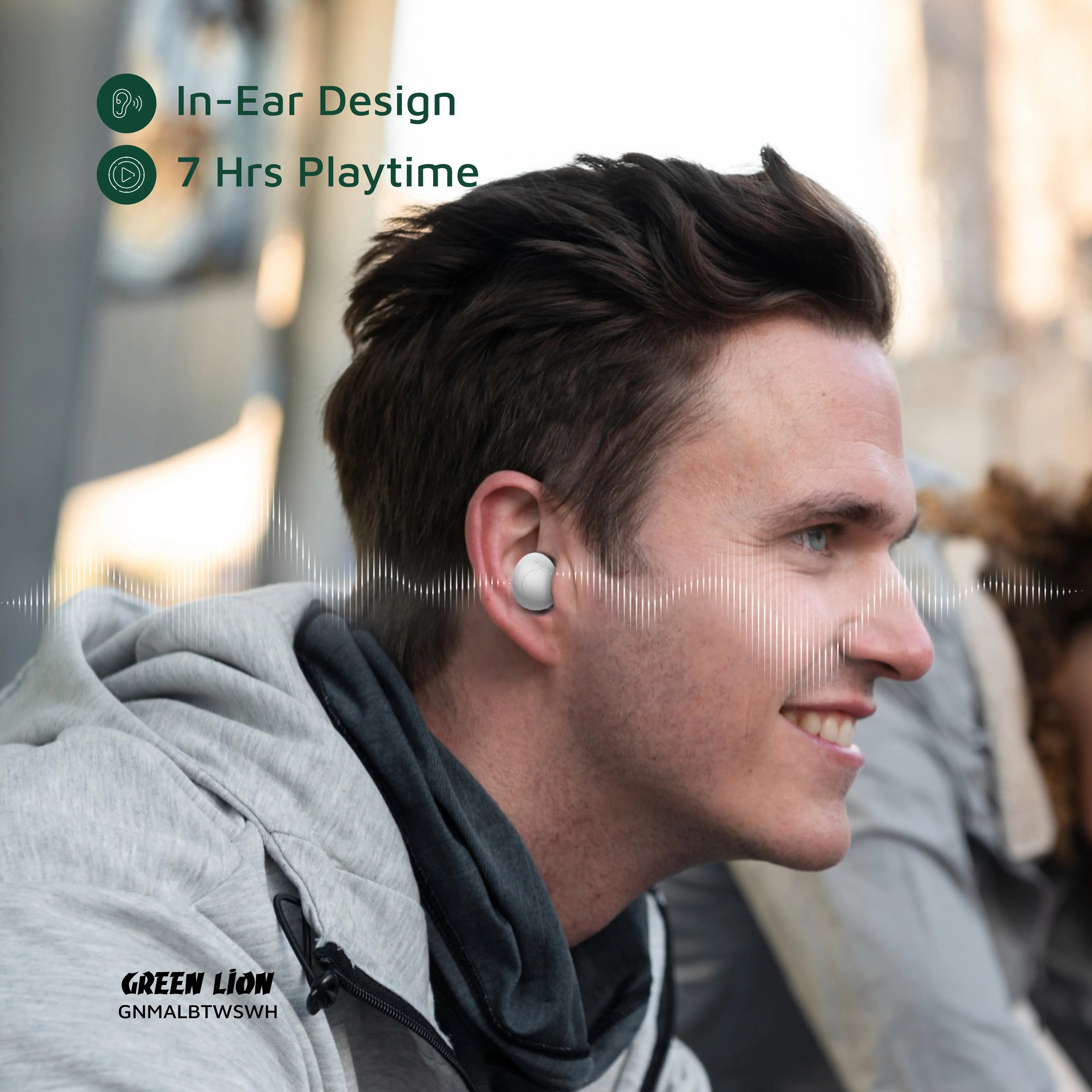 {GNMALBTWSWH} Green Lion Malbun True Wireless Earbuds - White