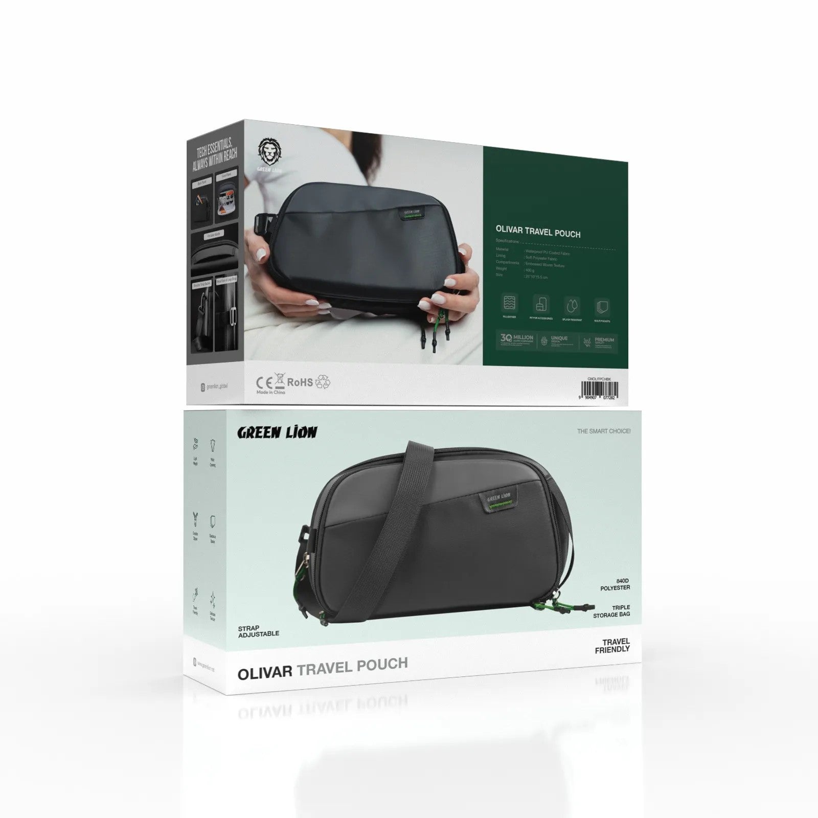 {GNOLITPCHBK} Green Lion Olivar Travel Pouch - Black
