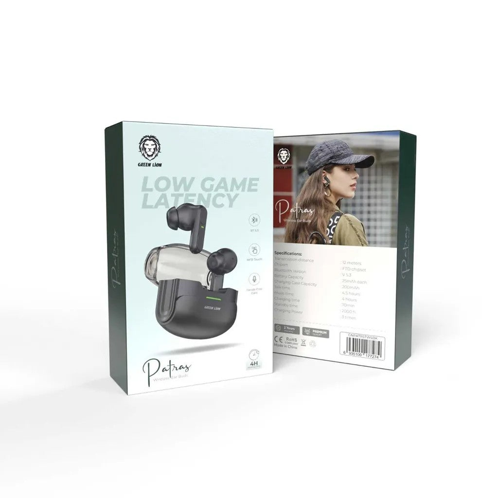 {GNPATRSTWSBK} Green Lion Patras Wireless Earbuds - Black