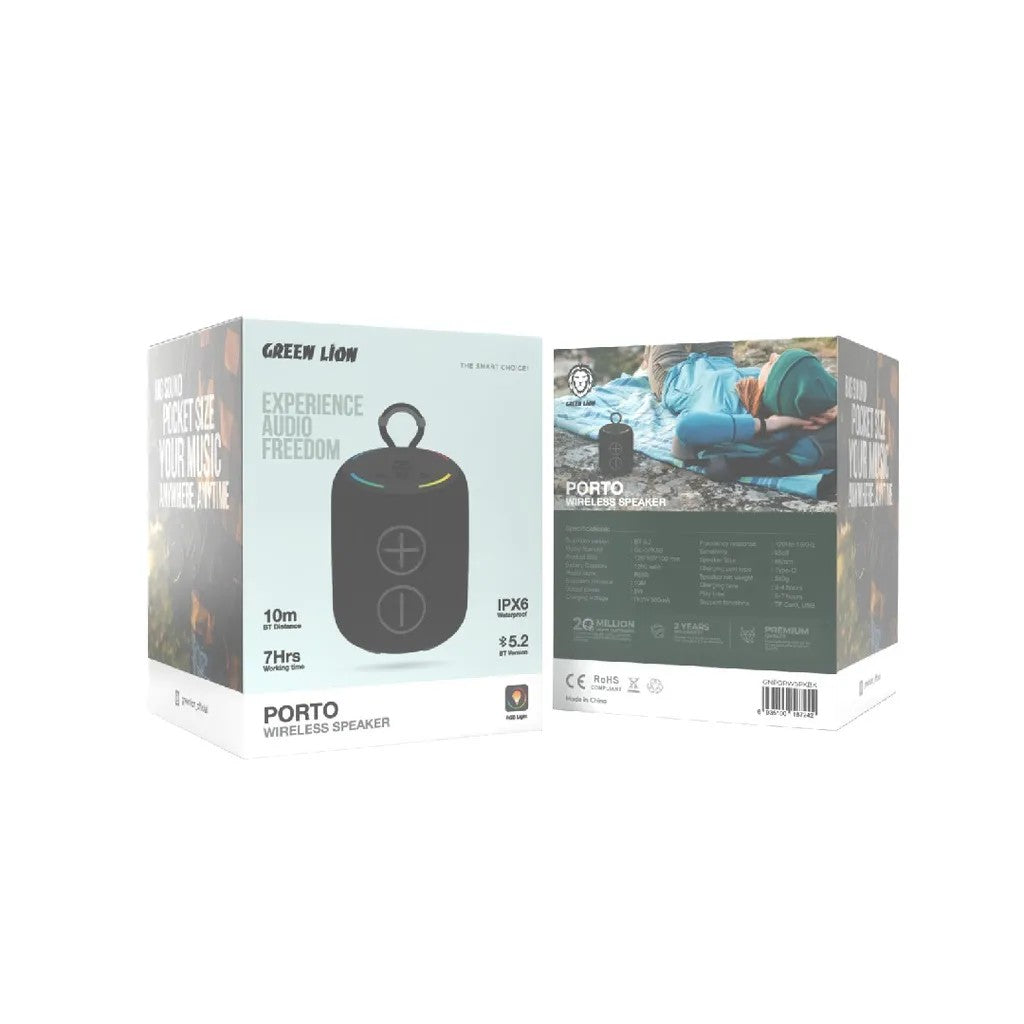 {GNPORWSPKBK} Green Lion Porto Wireless Speaker - Black