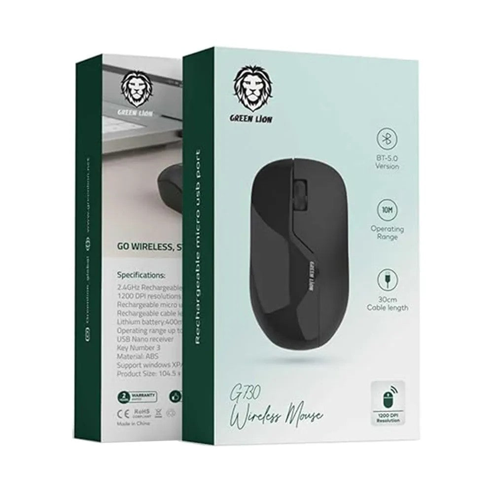 {GNREWIRMUSEBK} Green Lion G730 Wireless Mouse - Black